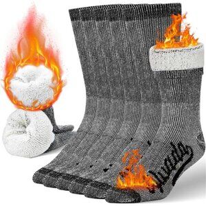 Wool Hiking Socks Thermal Warm Crew Winter Boot Sock For Men & Women 3 Pairs